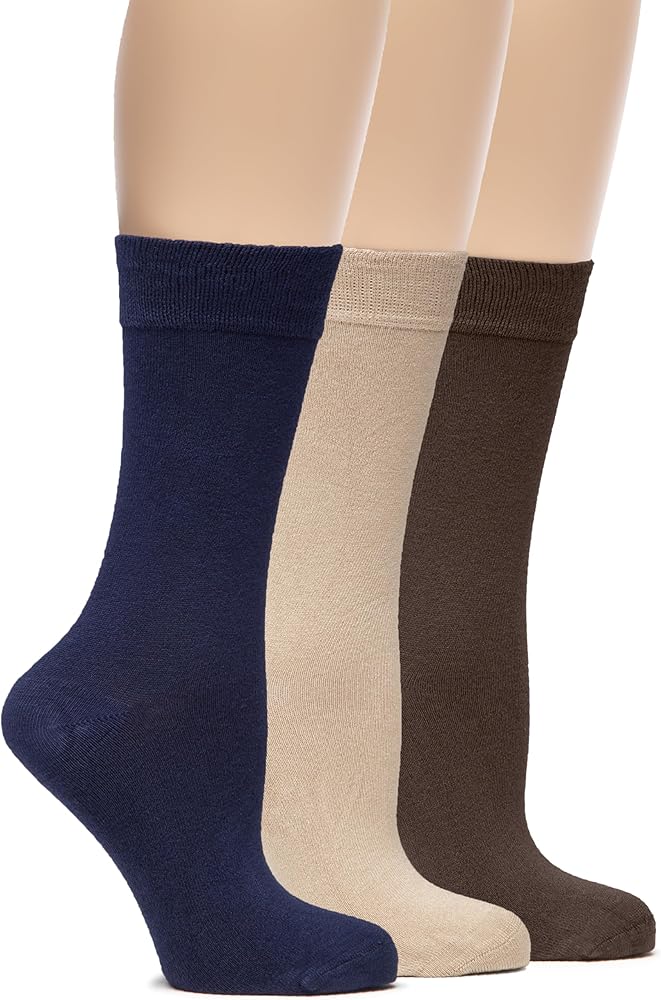 Hugh Ugoli Womens Bamboo Dress Socks, Trouser, Casual, Thin, Soft, Crew Socks for Business,Non-Binding, 3-6 Pairs