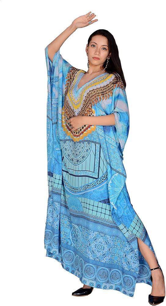 Long Kaftan Women's Designer Maxi Dress, Swimsuit Cover-ups, Beach Kaftan Digital Printed Design