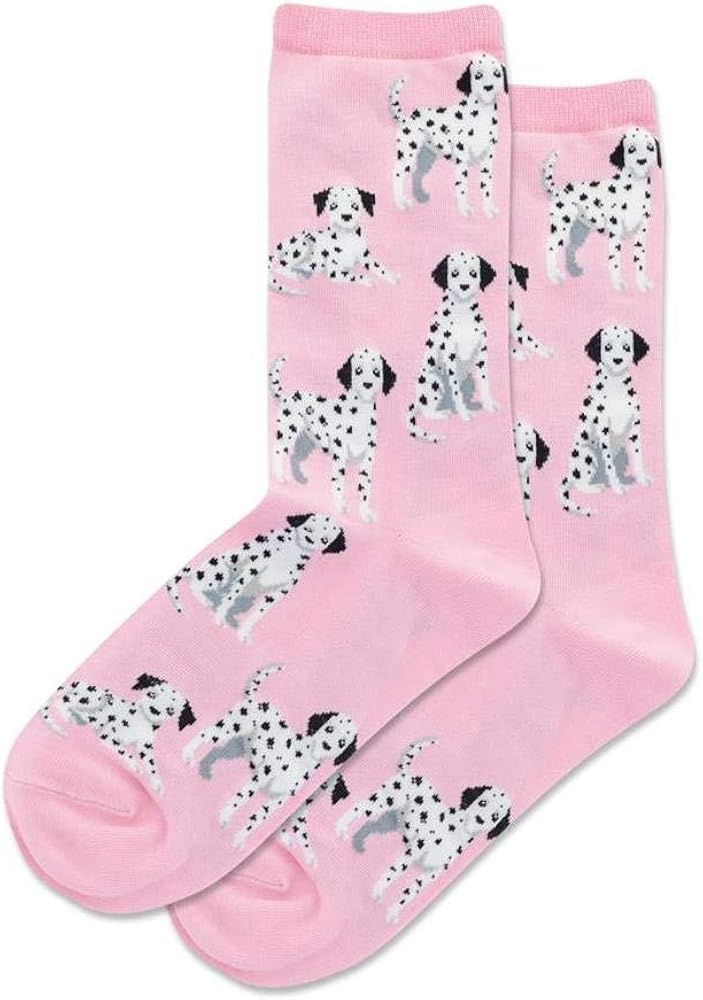 Hotsox Women's Dalmatian Crew Socks 1 Pair, Pink, Women's 9-11