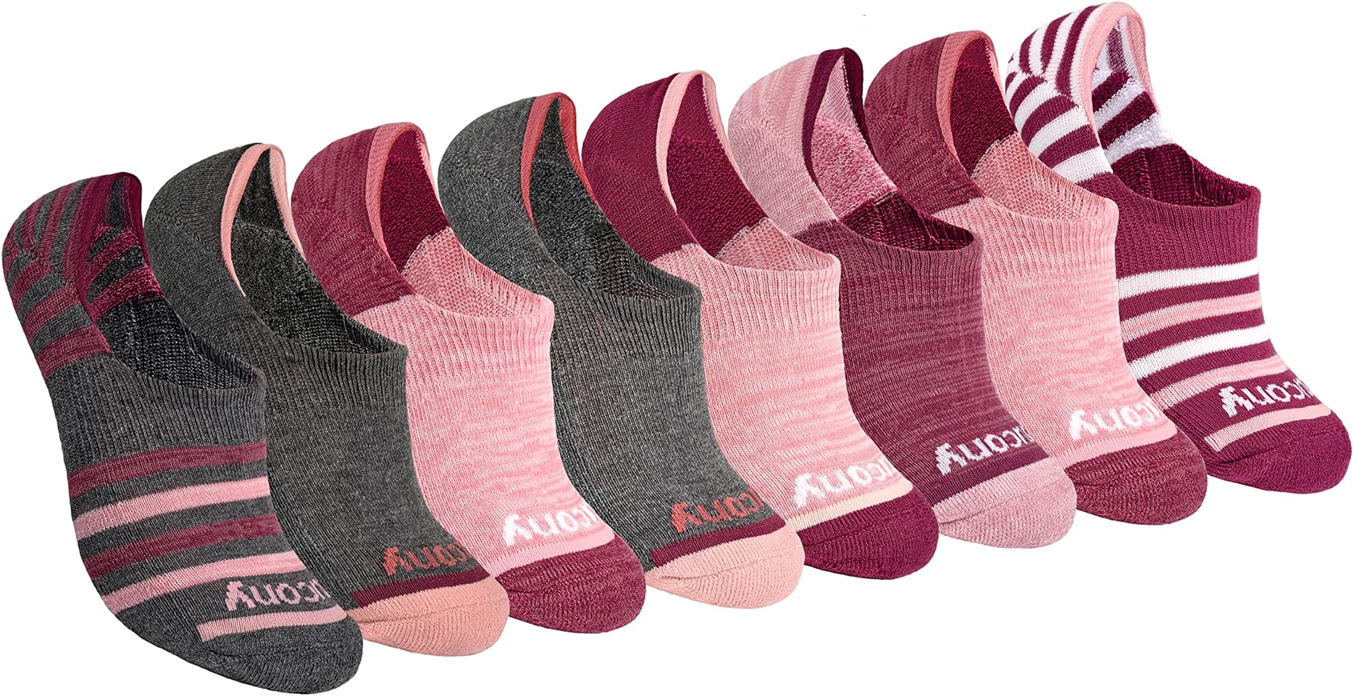 Saucony Women's 8 Pairs No Show Cushioned Invisible Liner Socks