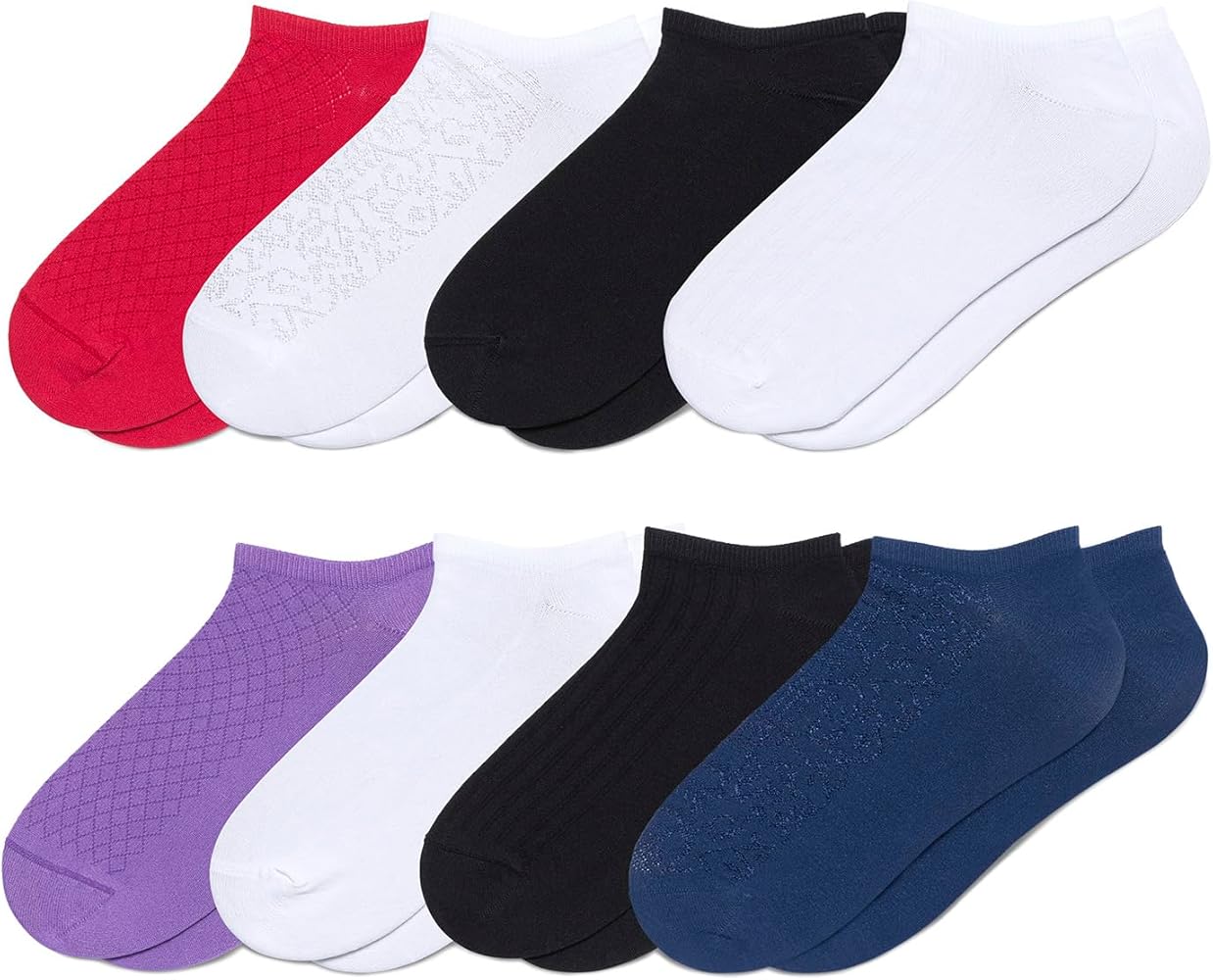 HUE Women's No Show Sport Socks, 8 Pair Pack