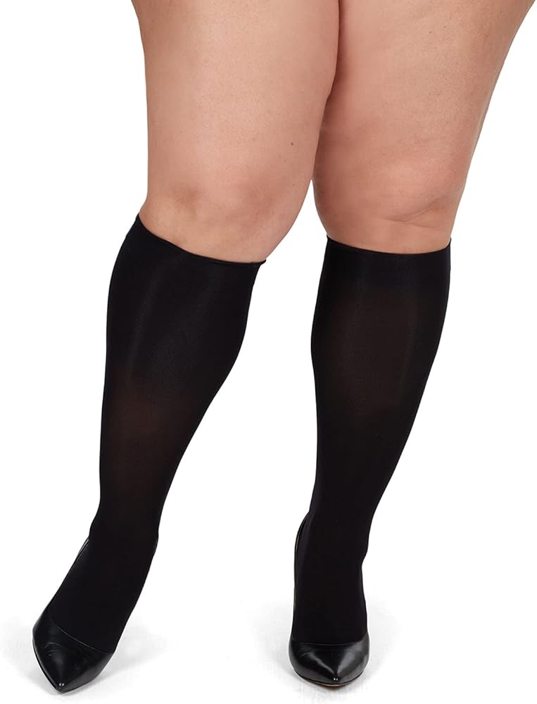 MeMoi Microfiber Opaque Plus Size Curvy 2 Pack Knee High Stocking