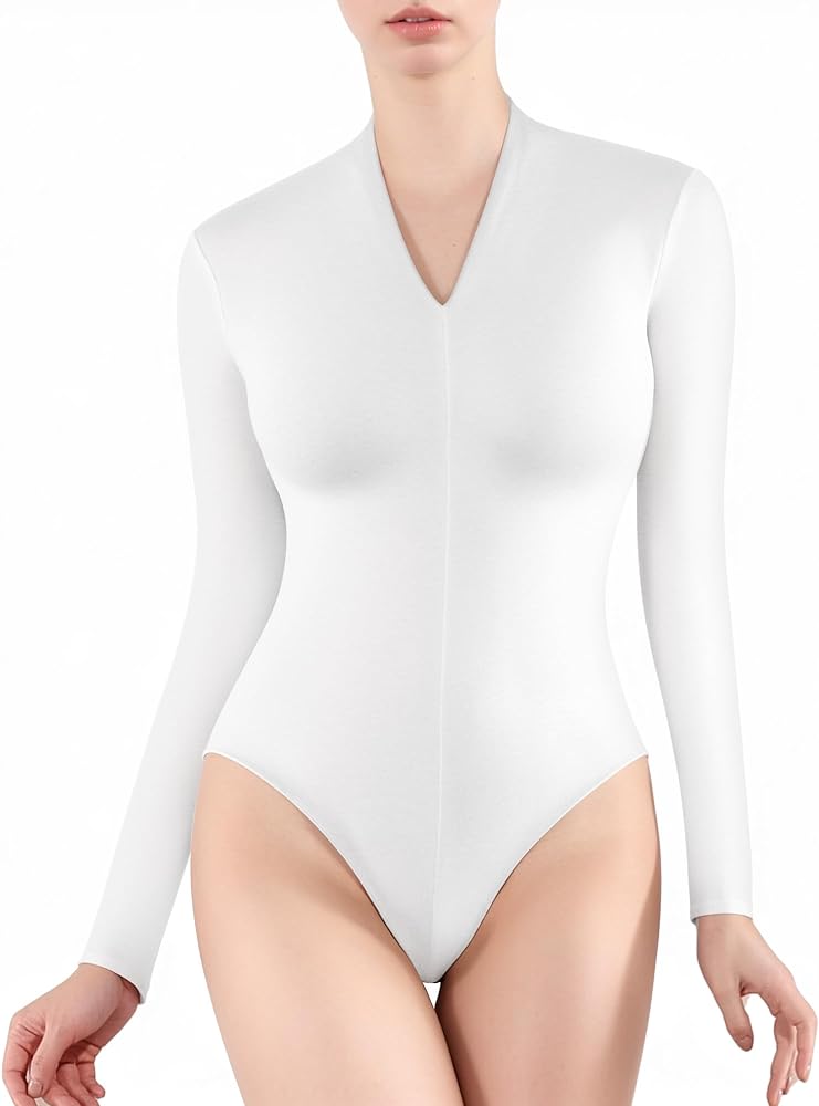 MANGOPOP Body Suits for Womens Long Sleeve Bodysuit Tops