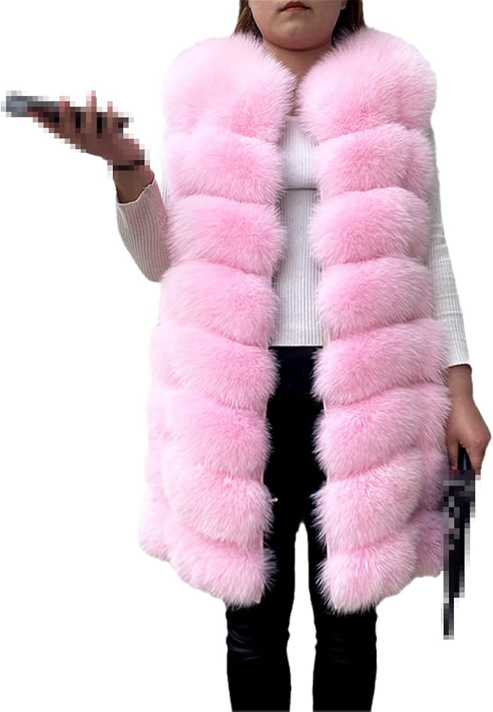 Women Fur Vest Coat Jacket Female Long Fur Coats Vest Jacket