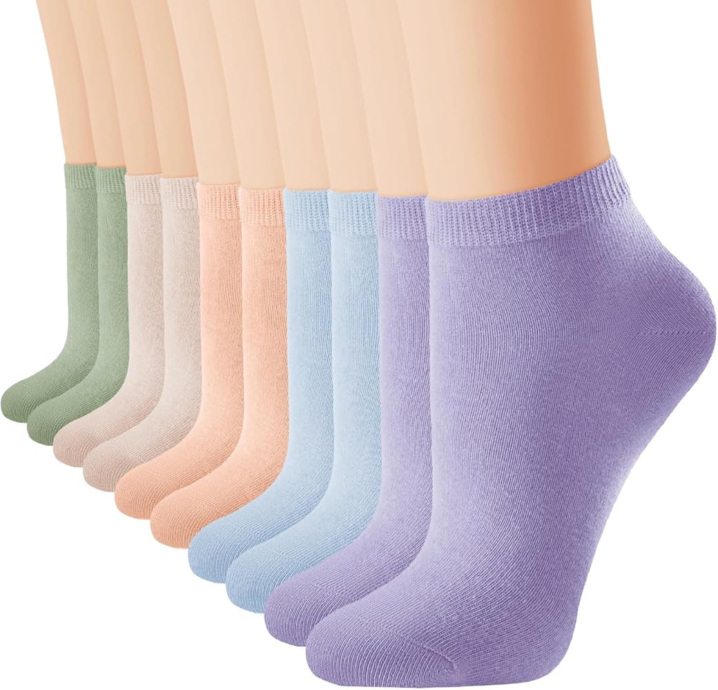 J-BOX Ankle Socks for Women Thin Socks Women's Cotton Athletic Socks Casual Low Cut Socks 8/10 pairs