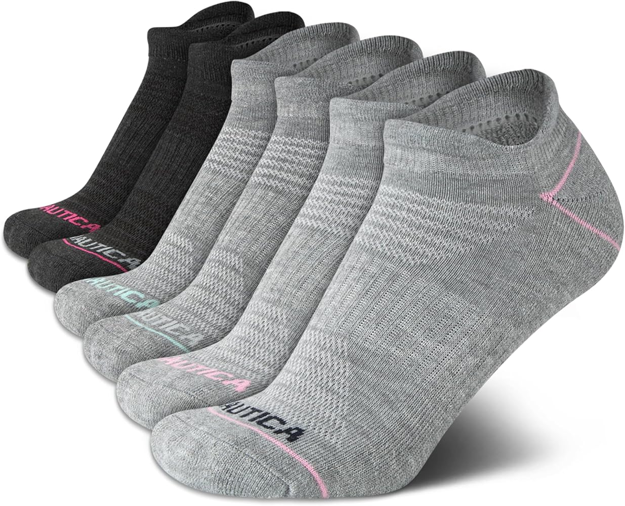 Nautica Women's Athletic Socks - 6 Pack Anti Blister Low Cut Tab Cushioned Ankle Socks - Arch Support Socks for Women (4-10)