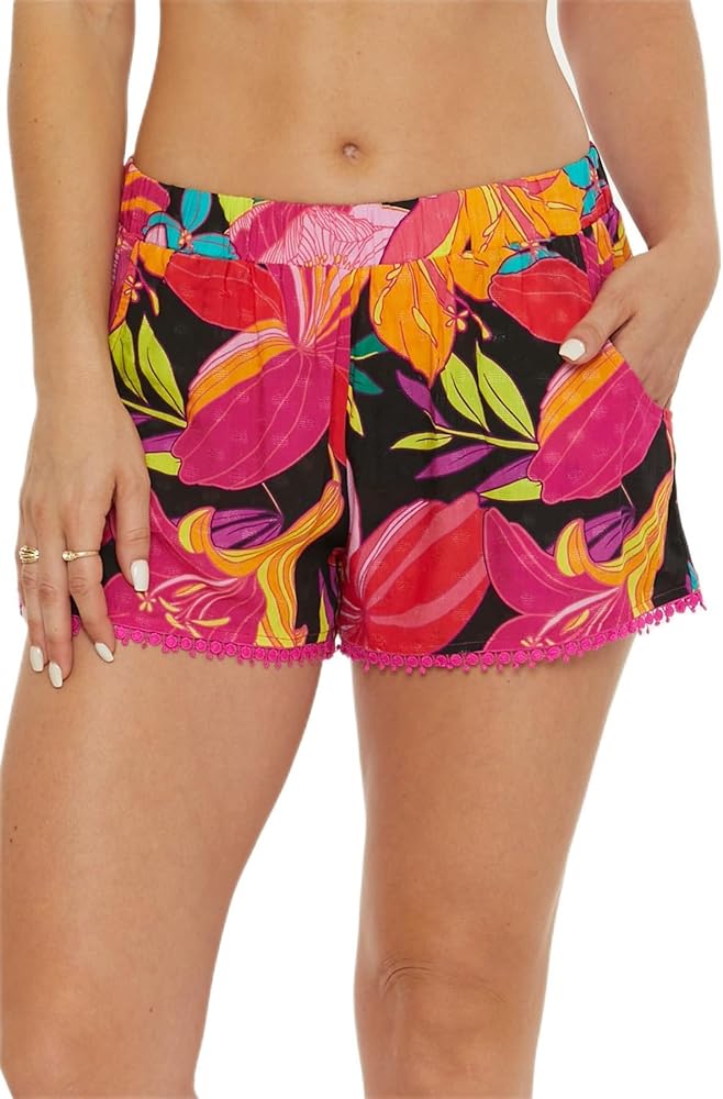 Trina Turk Women's Standard Solar Shorts, Floral Print, Beach Cover Ups