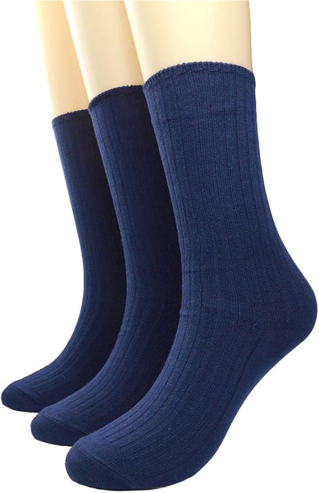 Women's Casual Cotton Crew Sock 3-Pack Basic Pure Color Soft Comfort Socks