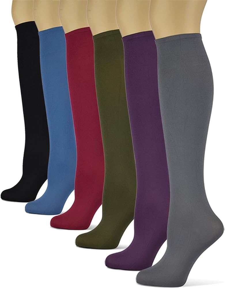 Sox Trot Women's Solid Knee High Trouser Socks, Silky Soft Thin Material, Tall Boot Socks 3 Pairs