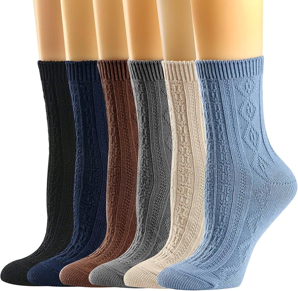 Mcool Mary Womens Crew Socks, Casual Knit Cotton Comfy Breathable Cool Dress Socks for Girls 6 Pack