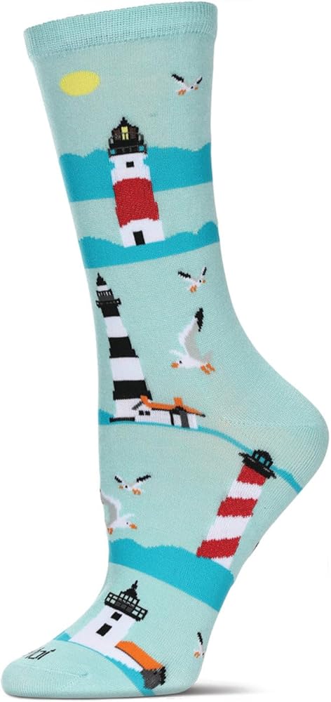 MeMoi Women's Lighthouse Rayon From Rayon Crew Socks