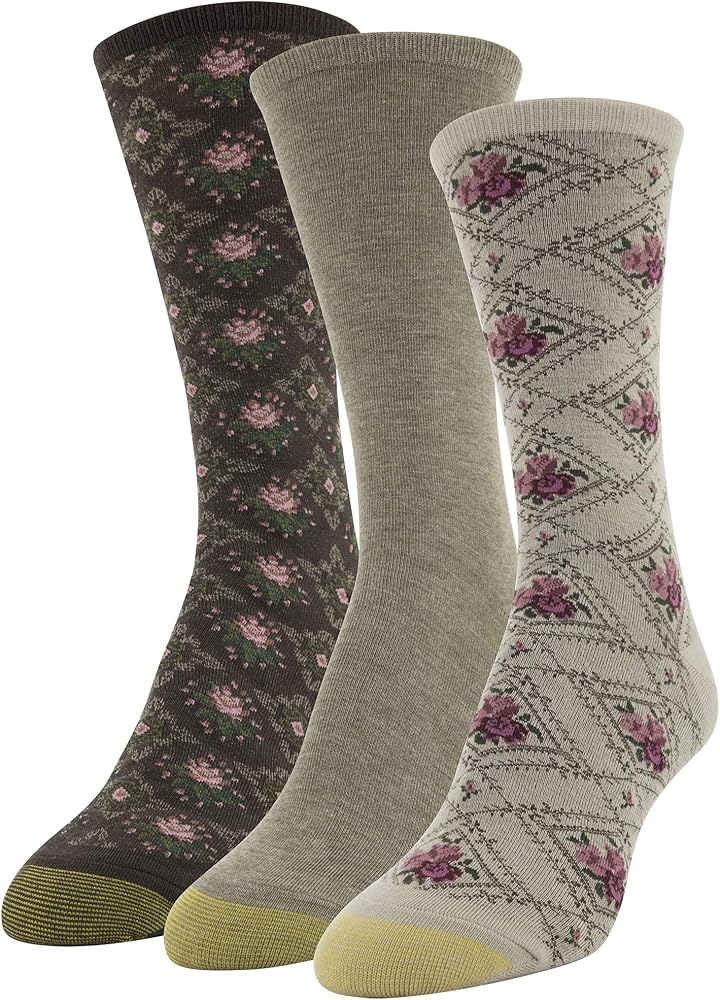 GOLDTOE Women's Castaway Crew Socks 3 Pack