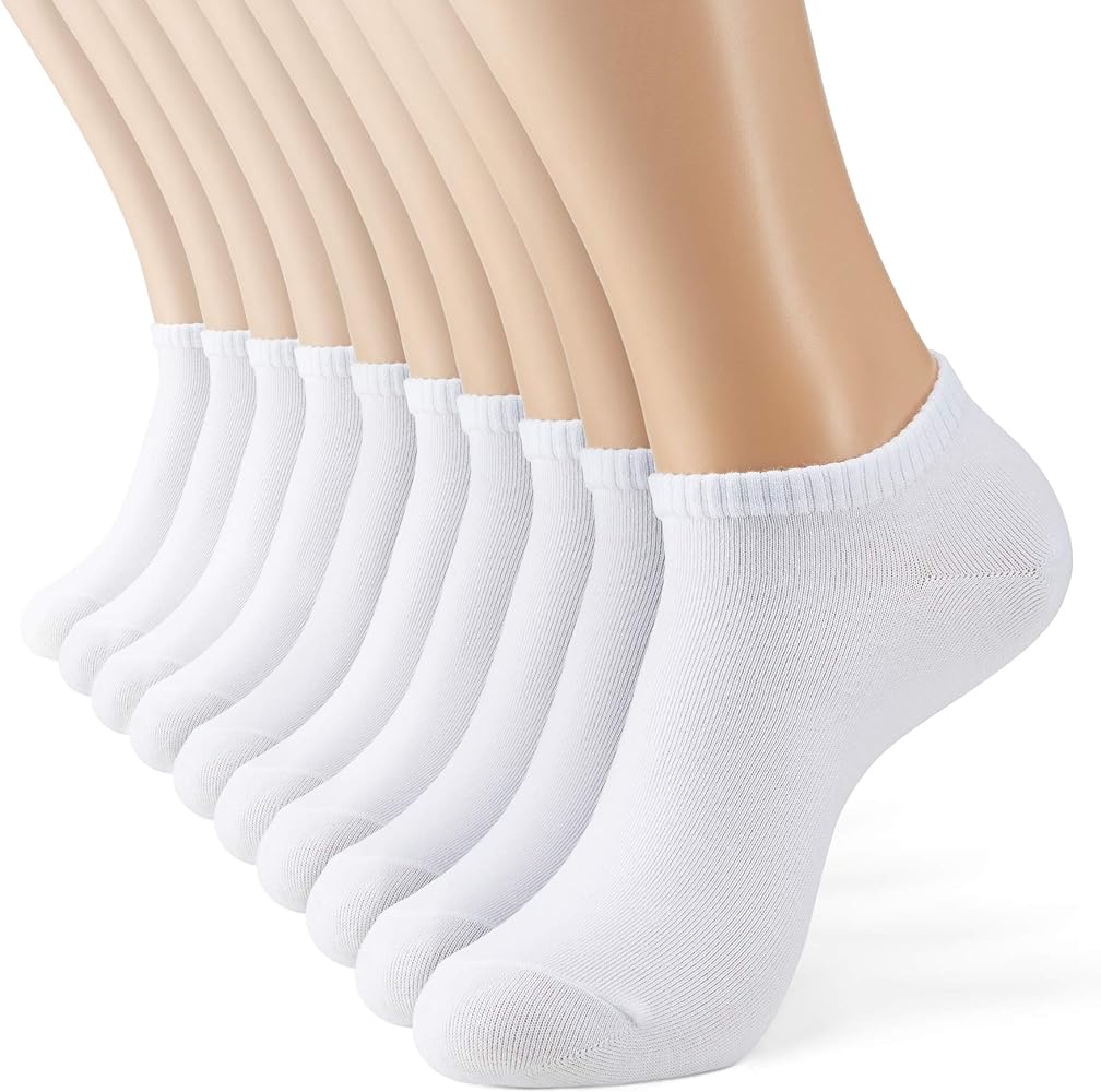 MONFOOT Women's and Men's 10 Pairs Thin Eco Friendly Low Cut Ankle Socks, multipack