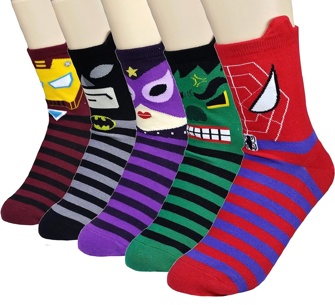 Women's Superheroes and Villains Cute Cartoon Hero Socks Set