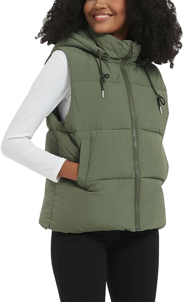 Flygo Puffer Vest Women Zip Up Sleeveless Winter Casual Stand Collar Padded Down Jacket Coat with Pockets