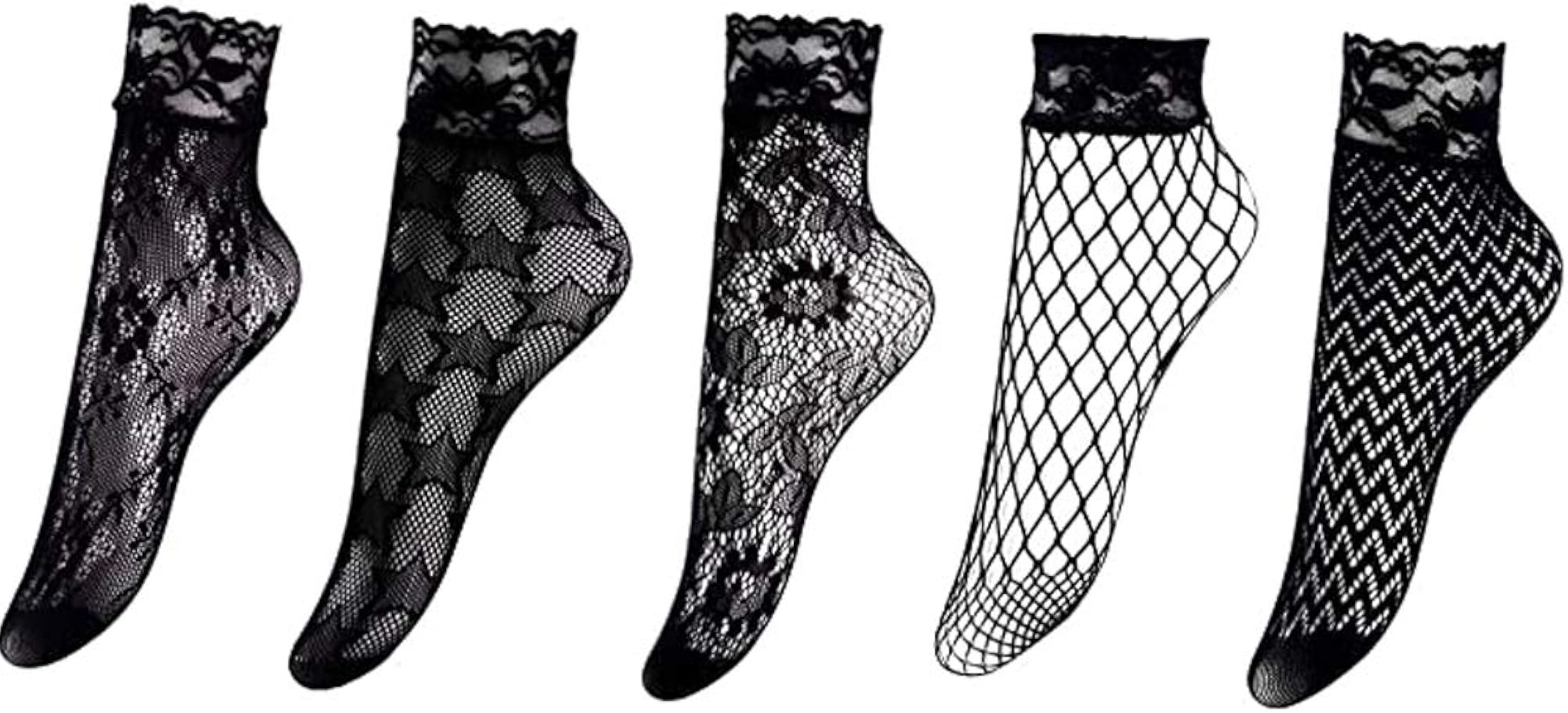 5 Pairs Women's Ladies Summer Sexy Floral Mesh Silk Socks For Female Ultrathin Transparent Nylon Short Socks With Lace High Elasticity