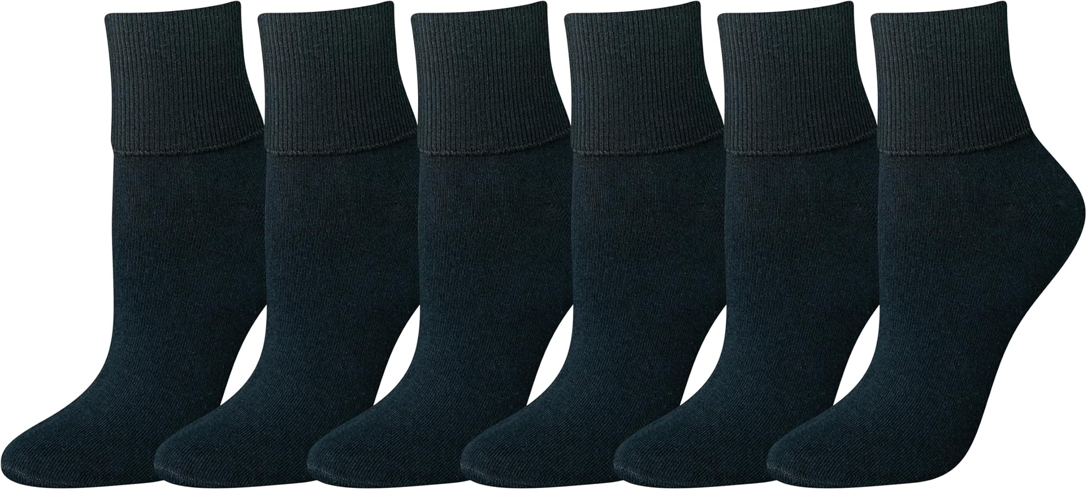 Amazon Essentials Women's Turn Cuff Socks, 6 Pairs