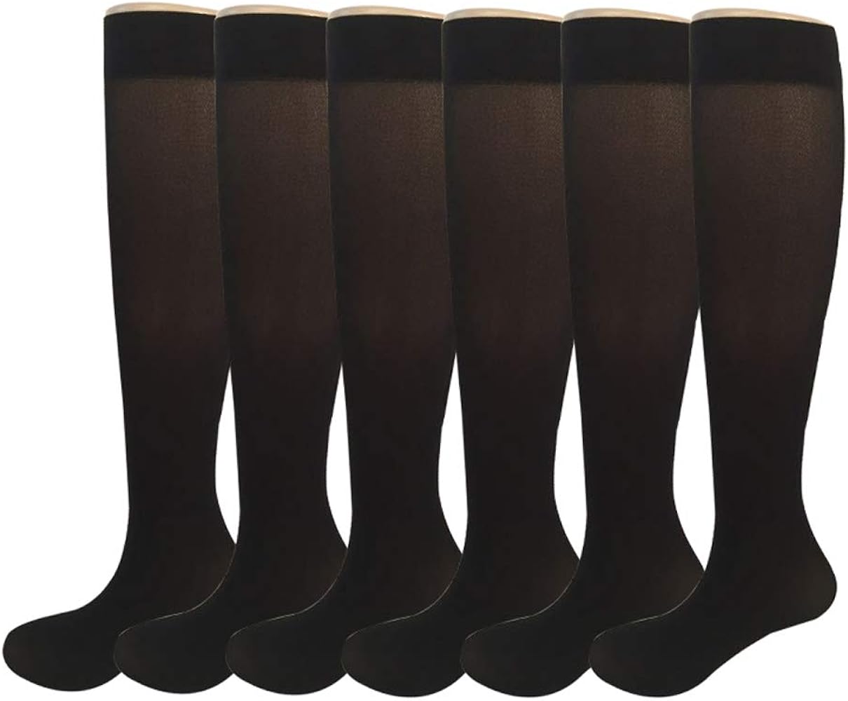 EABERN Women's Trouser Socks,Opaque Stretchy Nylon Knee High Dress Socks,6 or 12 Pairs