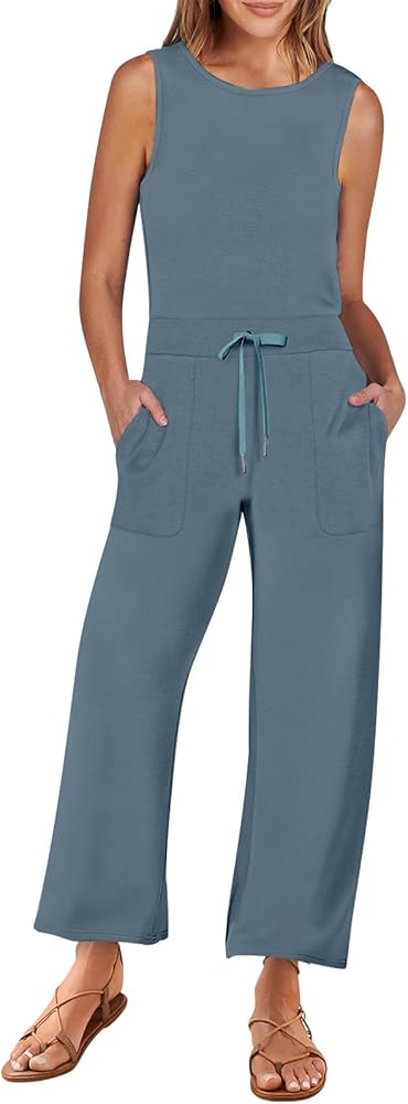 Lightning Deals of Today Prime, Jumpsuits for Women Baggy Rompers for Women Womens Jumpsuits Dressy Overalls for Women Loose Fit Womens Tank Tops Yoga Pants Summer Clothes for Women(Ad-Blue,XS)