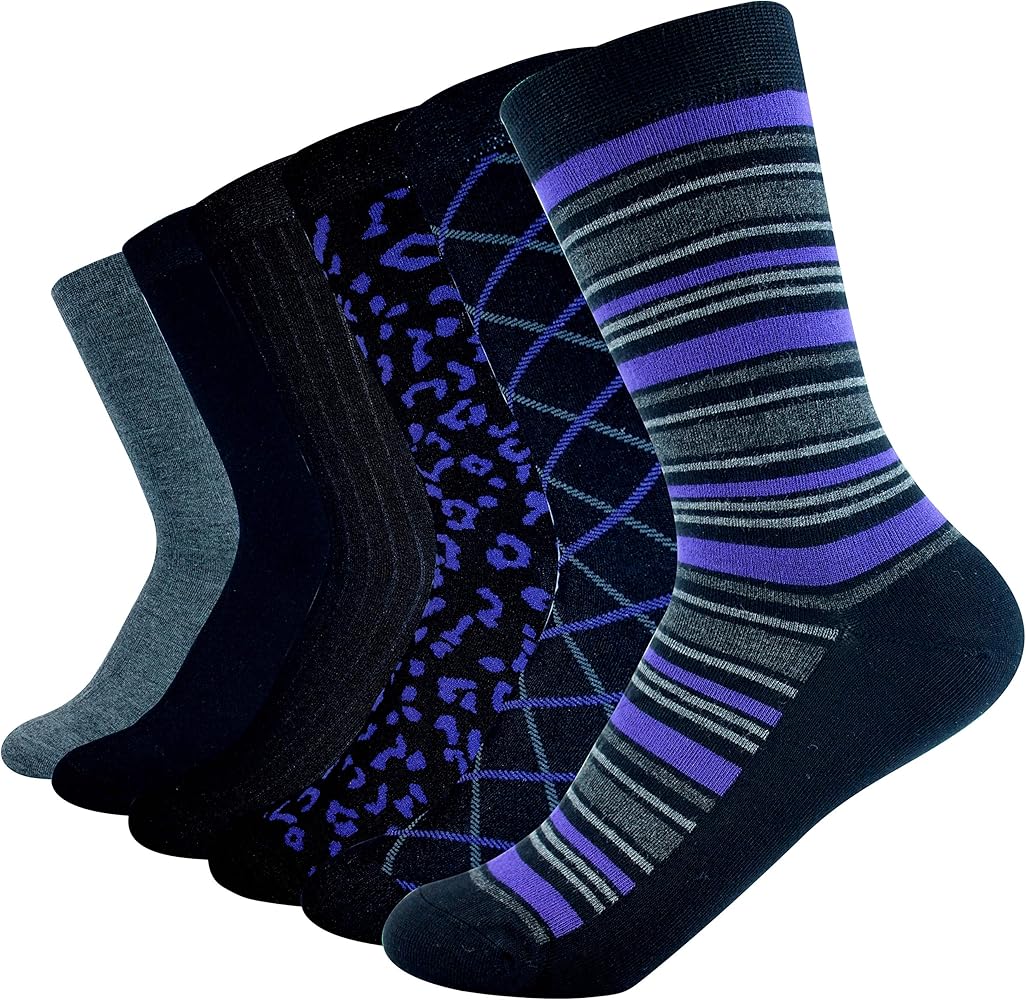 6-Pairs Womens Dress Socks,Super Soft Aloe Infused Modal,Business Casual Crew Socks