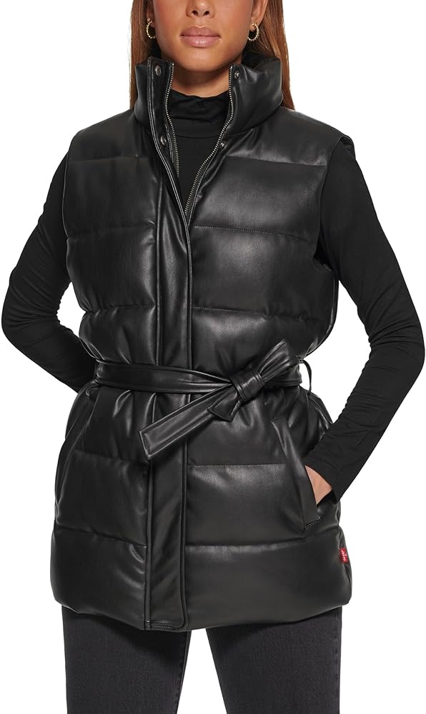 Levi's Women's Plus Size Vegan Leather Puffer Vest