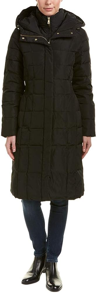 Cole Haan womens Knee Length Hooded Quilted Down Coat