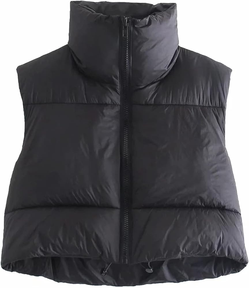 Peaceglad Women's Casual Crop Vest Lightweight Sleeveless Warm Puff Outwear Padded Coat