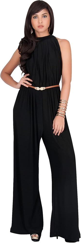 KOH KOH Womens Sexy Sleeveless Wide Leg Pants Cocktail Pantsuit Jumpsuit Romper