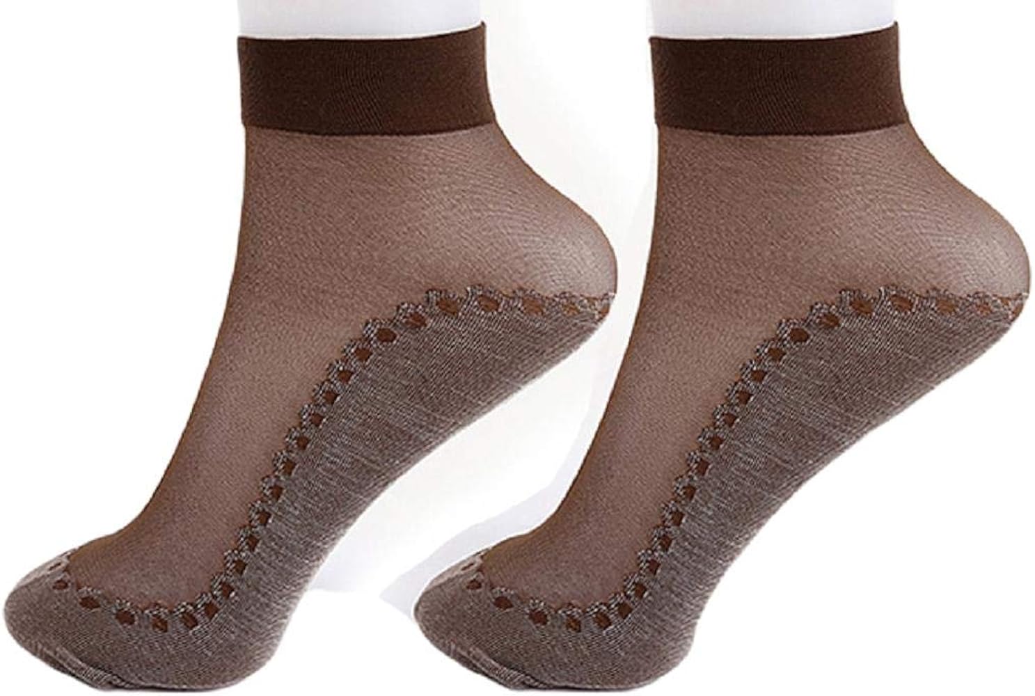 Women's 12 Pairs Silky Anti-Slip Cotton Sole Sheer Ankle High Tights Hosiery Socks Reinforced Toe