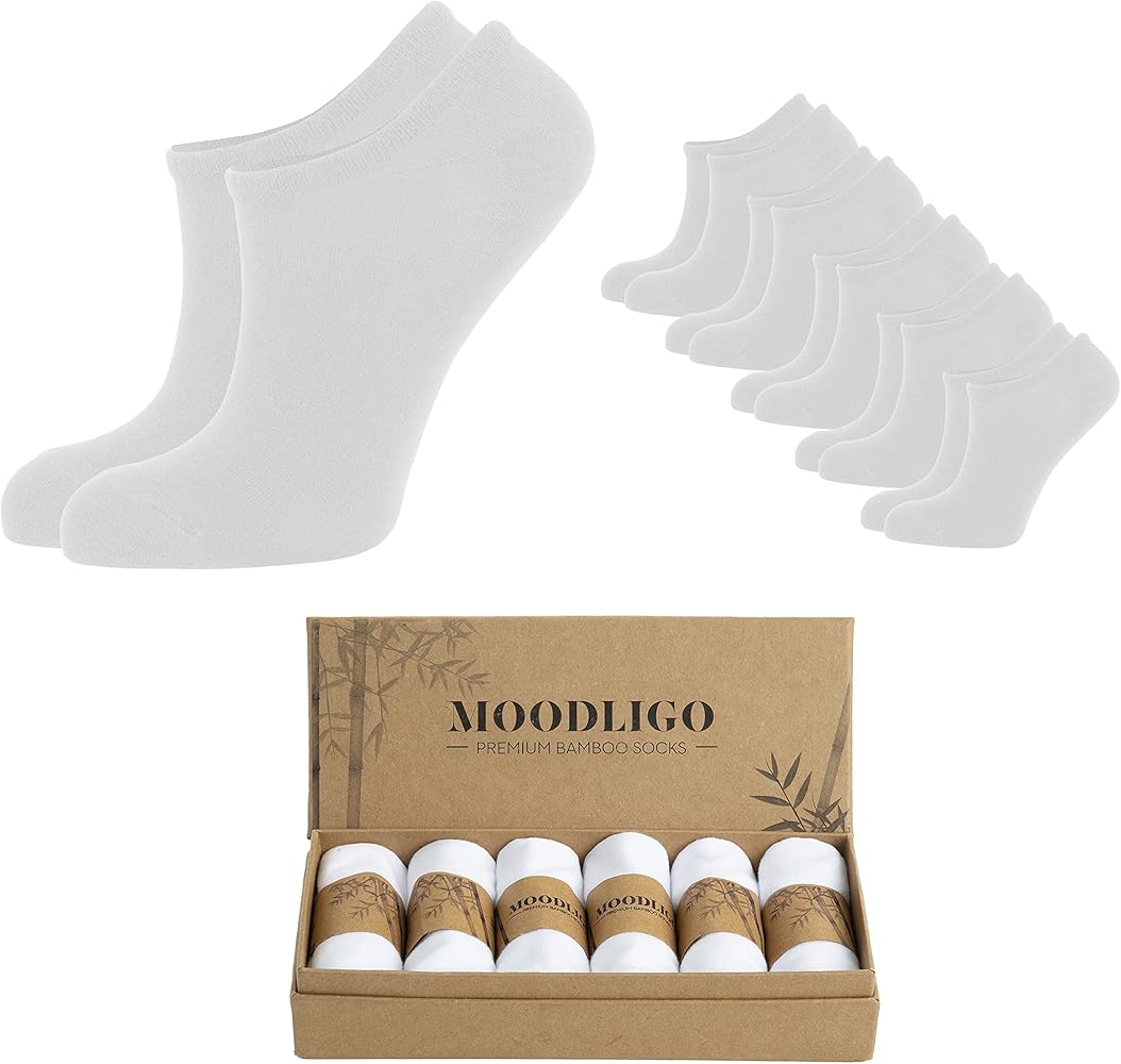 Moodligo Premium Bamboo Women Socks | Sport Sneaker Casual Socks (6-9)| Multipack 6 Pairs | with Hardcase Box | Soft | Unisex