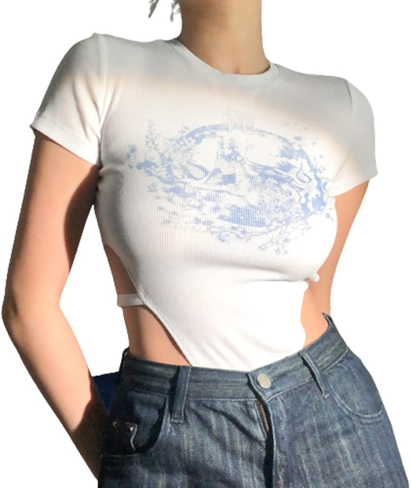 Bodysuit for Women Y2k Tops Cute Crop Tops for Teen Girls Aesthetic Tops Y2k Clothing