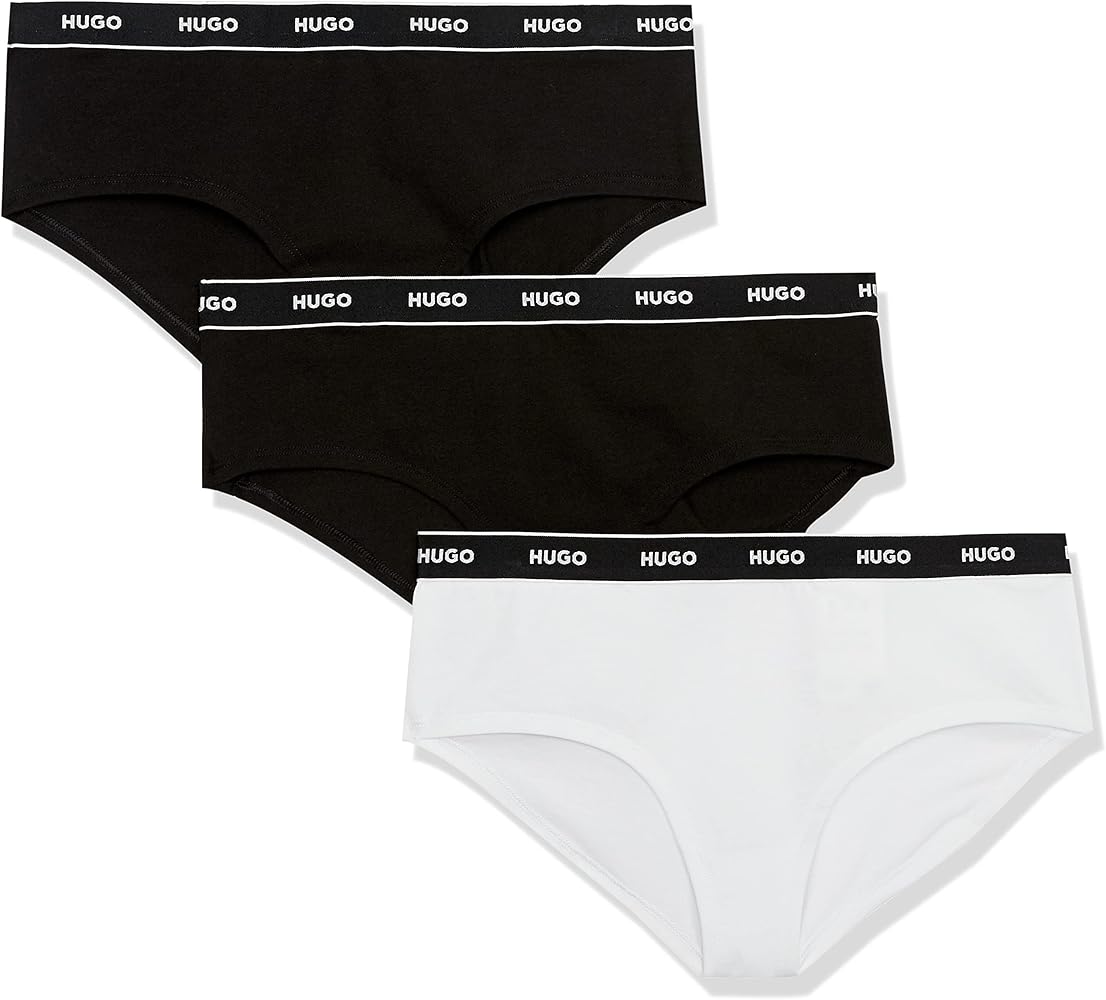 HUGO Women's 3-Pack Repeat Logo Cotton Stretch Hipster Briefs