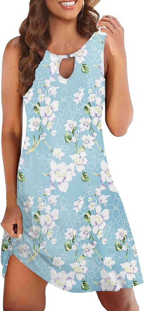 Akihoo Womens Summer Casual Dresses Sleeveless Tshirt Sundress Vest Tank Sun Dress