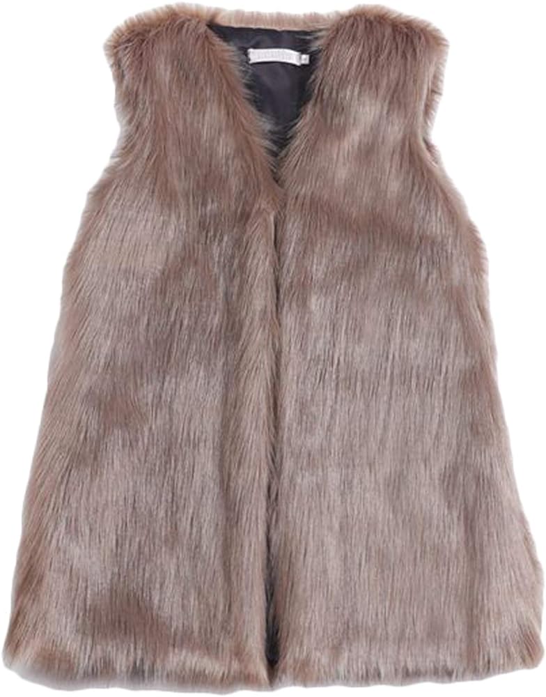 Women's Faux Fur Vest Coat Sleeveless Jacket