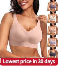 Womens Seamless Bras No Underwire Scalloped Push Up Bra Soft Wireless Comfort Bralette Full