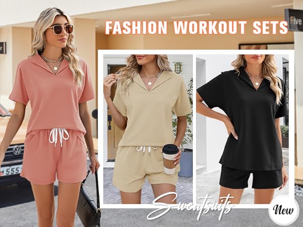 LOMON Two Piece Sets for Women Spring Cruise Outfits Workout Loungewear