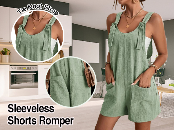 Women Sleeveless Knot Tie Front Jumpsuits