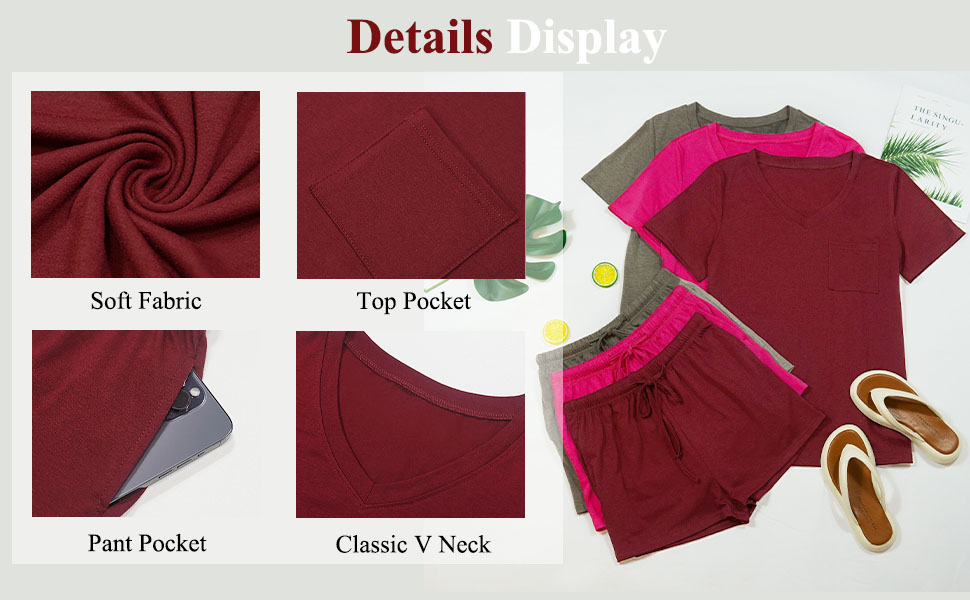 Womens pajamas sets details