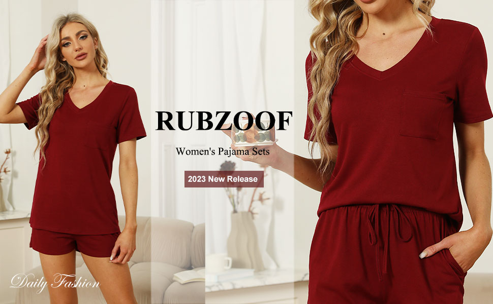 Pajamas for Women Short Sets Casual V Neck Short Sleeve Lounge Sets