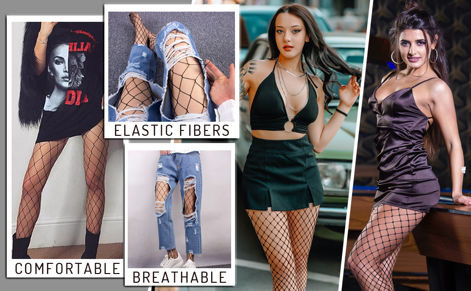 Fishnet mesh thigh high stockings for women and Girls