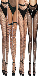 4pcs Rine Stone Fishnet stocking for Women Girls