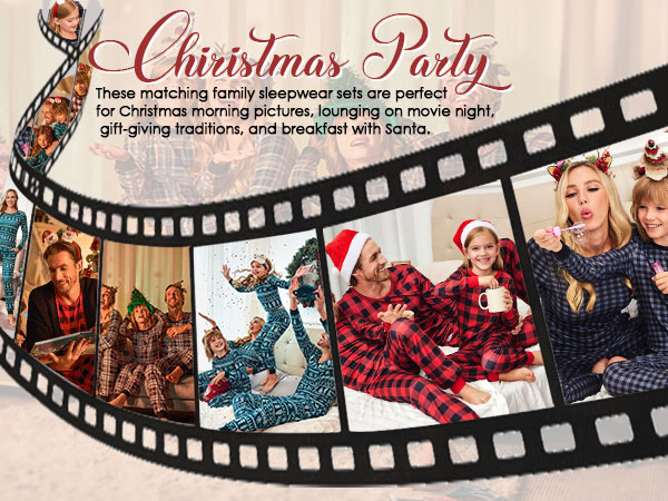 Christmas Pajamas for Family Matching Pjs Long Sleeve Plaid Sleepwear Holiday Xmas Loungewear