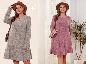 Plus size dress fall dresses tunic dress swearter dress