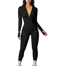 One Piece Zip Up Bodycon Jumpsuit Sexy Long Sleeve Turtleneck Onesies Rompers Playsuit