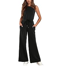 B0CGJ5YSXN Sleeveless Wide Leg Jumpsuit Casual Summer Outfits Air Essentials Jumpsuits 