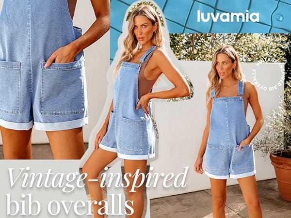 denim shortalls for women