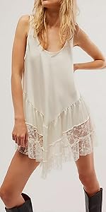 lace patchwork flowy pajama mini dress