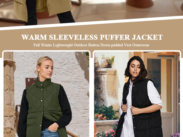 warm sleeveless puffer jacket