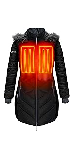 5V Heated Long Puffer Jacket