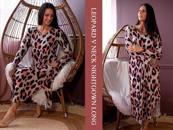 leopard nightgown long